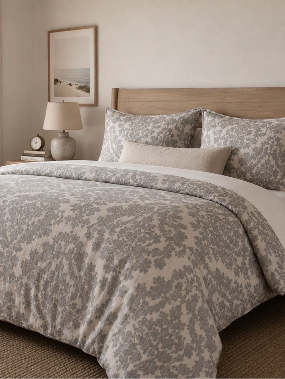 Pottery Barn Slub Washed Medallion King CalKing Linen Cotton Soft Luxury Duvet